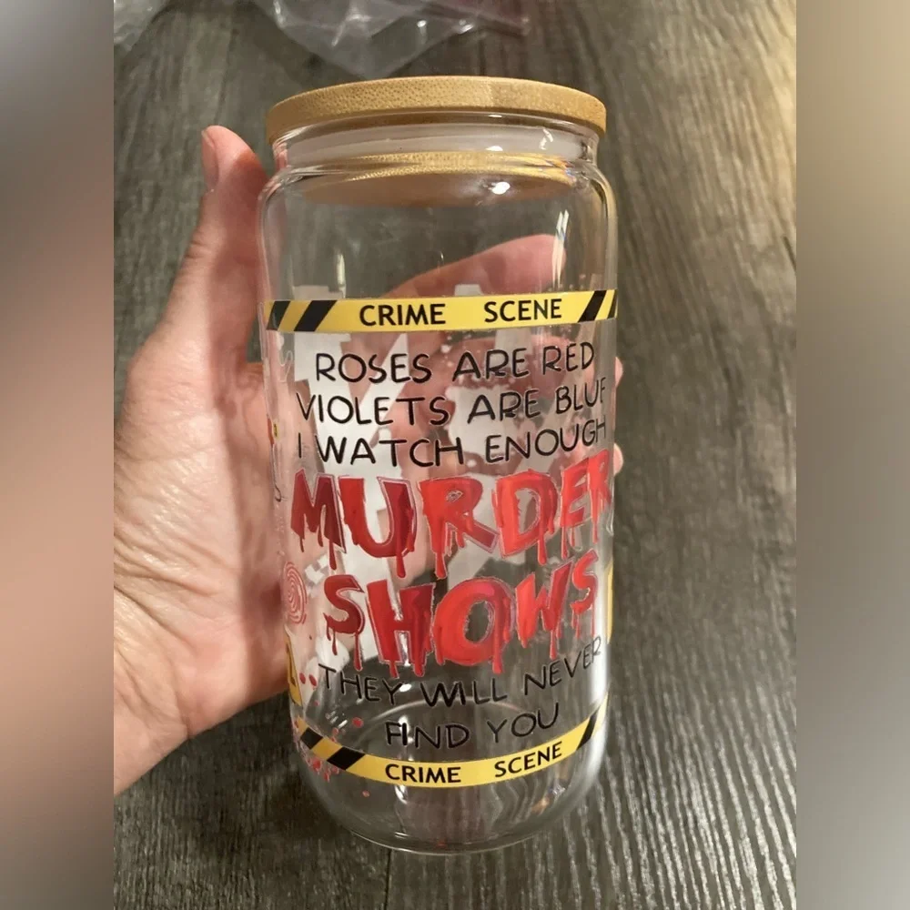 Murder Shows Graphic Hand Crafted Glass Tumbler
